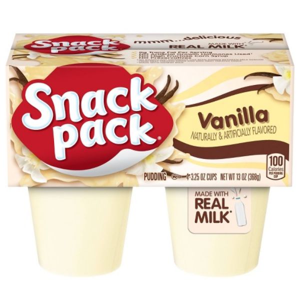 Hunts Snack Pack Vanilla 4 Ct