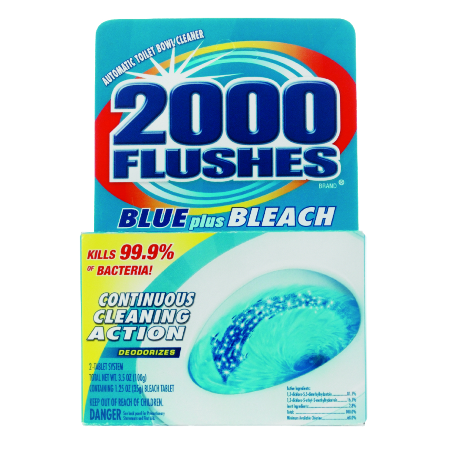 2000 Flushes T/Bowl Tabs Blue+Bleach 100