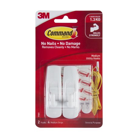 3M Command Medium White Hooks 2 Ct