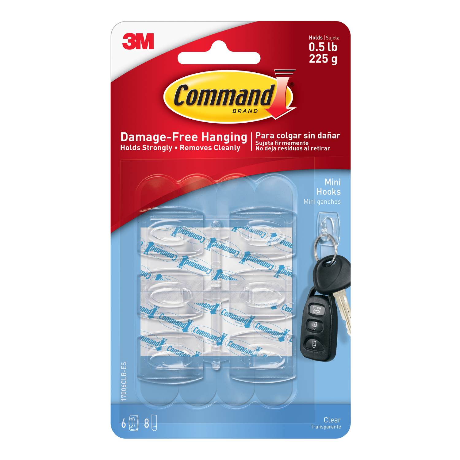 3M Command Clear Hooks Mini With Strips