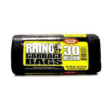 Rhino Med Black Gbage Bags Rol 30 Ct