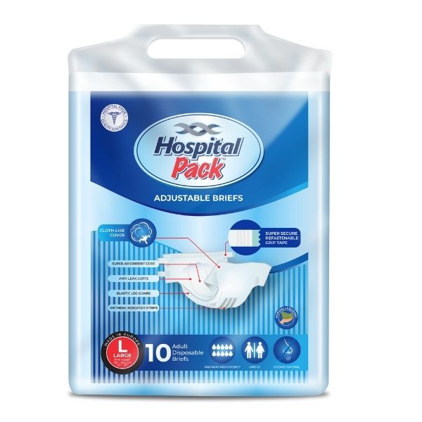 Hospital Pack Adult Briefs Cloth Like Lg