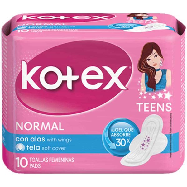 Kotex Teens Maxi With Wings 10 Ct