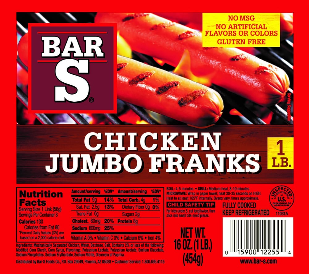 Bar S Jumbo Chicken Franks 16 Oz