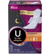 Kotex U Overnight Ut W Wings 28 Ct
