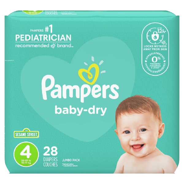 Pampers Baby Dry Diapers Size 4 28 Ct