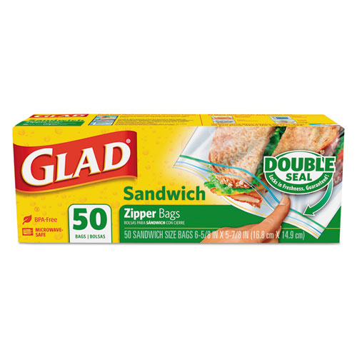 Glad Zipper Sandwich Bags 50 Ct