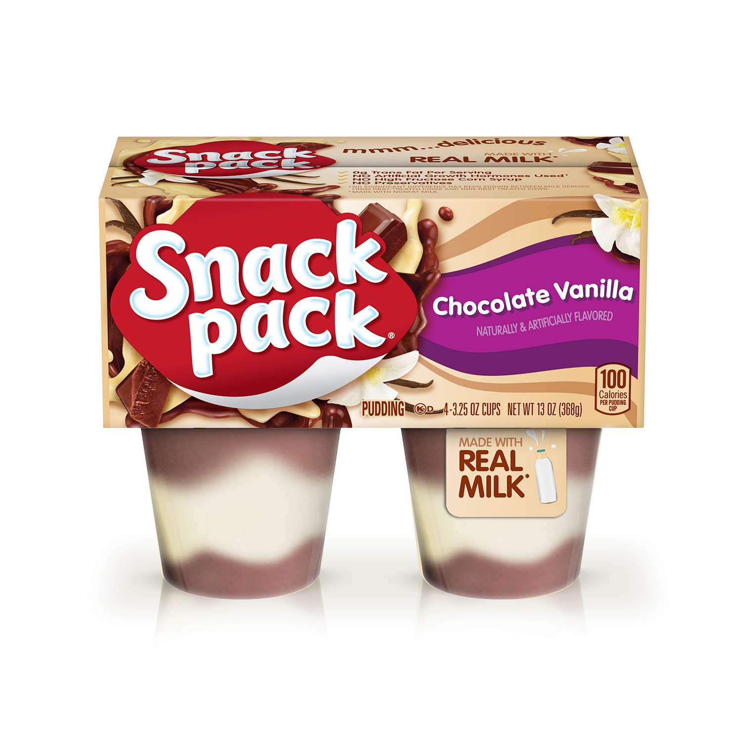 Hunts Snack Pack Triple Choc Vani 4 Ct