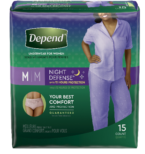 Depend Female Night Med 15 Ct